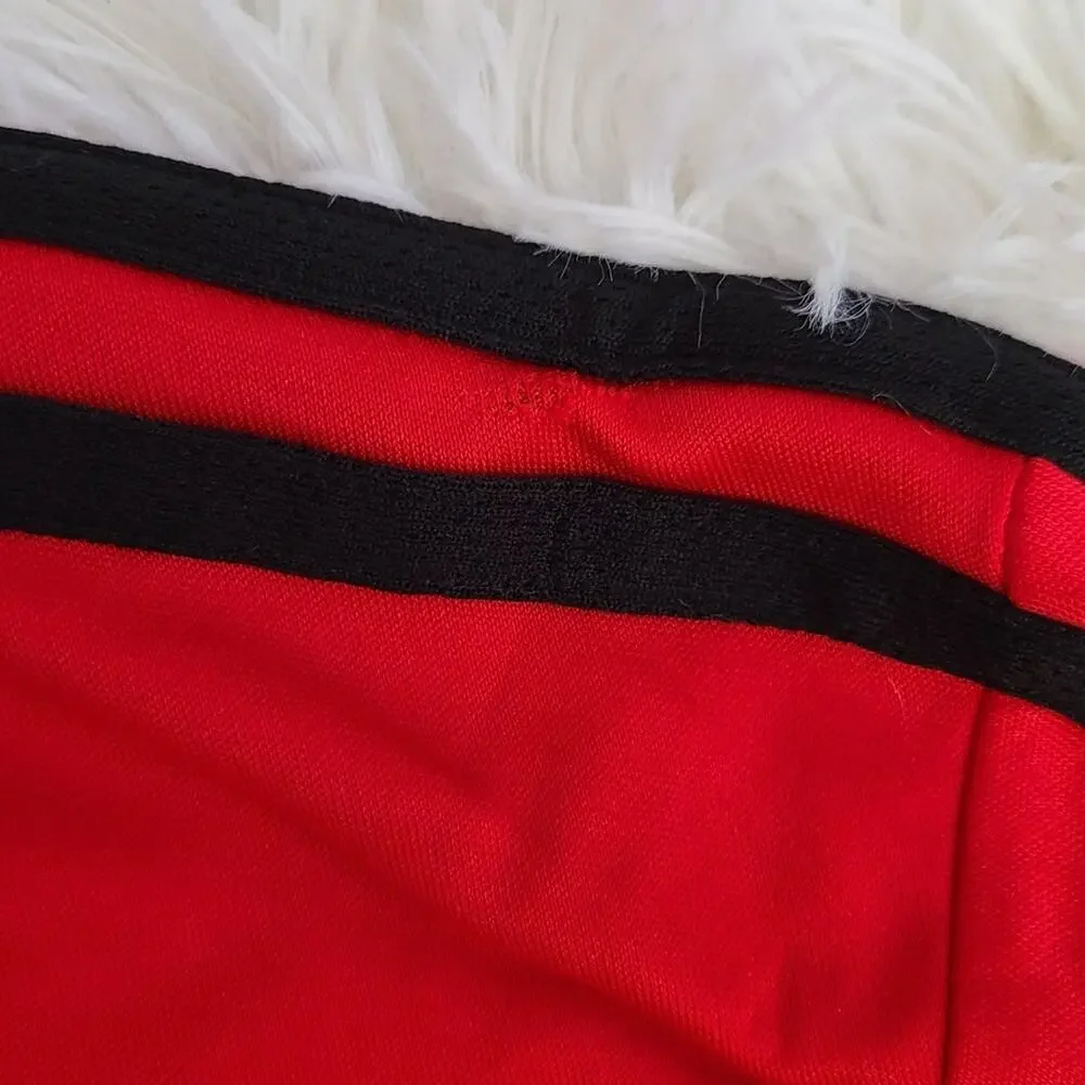 Red Adidas Black Striped Athletic Tee Youth Size Large
